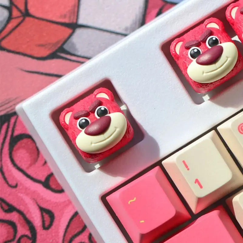 Disney Lotso Keycap Cute Cartoon Individuality Creative Mechanical Keyboard Keys Resin 3D anime Animation Gift Wholesale