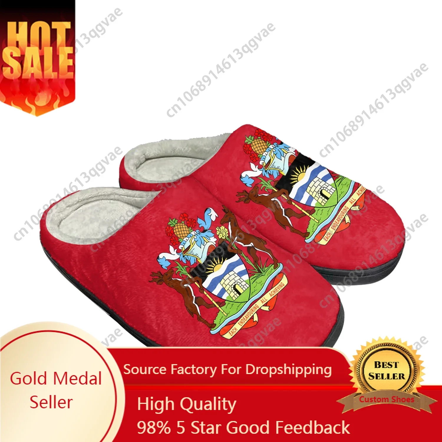 Antigua and Barbuda Flag Home Cotton Custom Slippers Mens Womens Sandals Plush Bedroom Casual Keep Warm Shoes Thermal Slipper