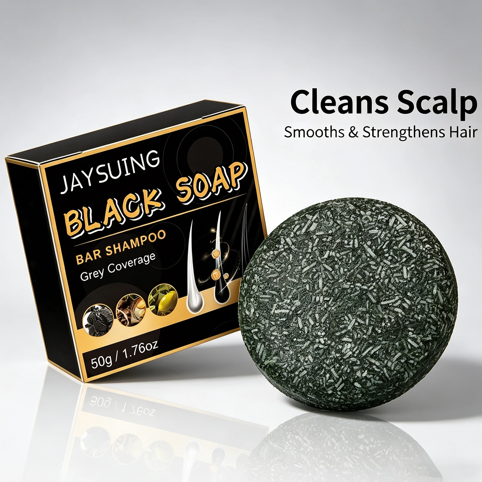Gray Hair Shampoo Bar Turn Black Improve Dull & White Hair Anti-Dandruff Nourish Scalp  Polygonum Multiflorum Biotin Soap