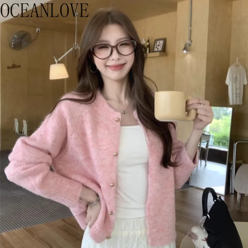 

OCEANLOVE милые короткие кардиганы ярких цветов, корейские модные осенне-зимние женские свитера, свободные элегантные шикарные Sueter Mujer
