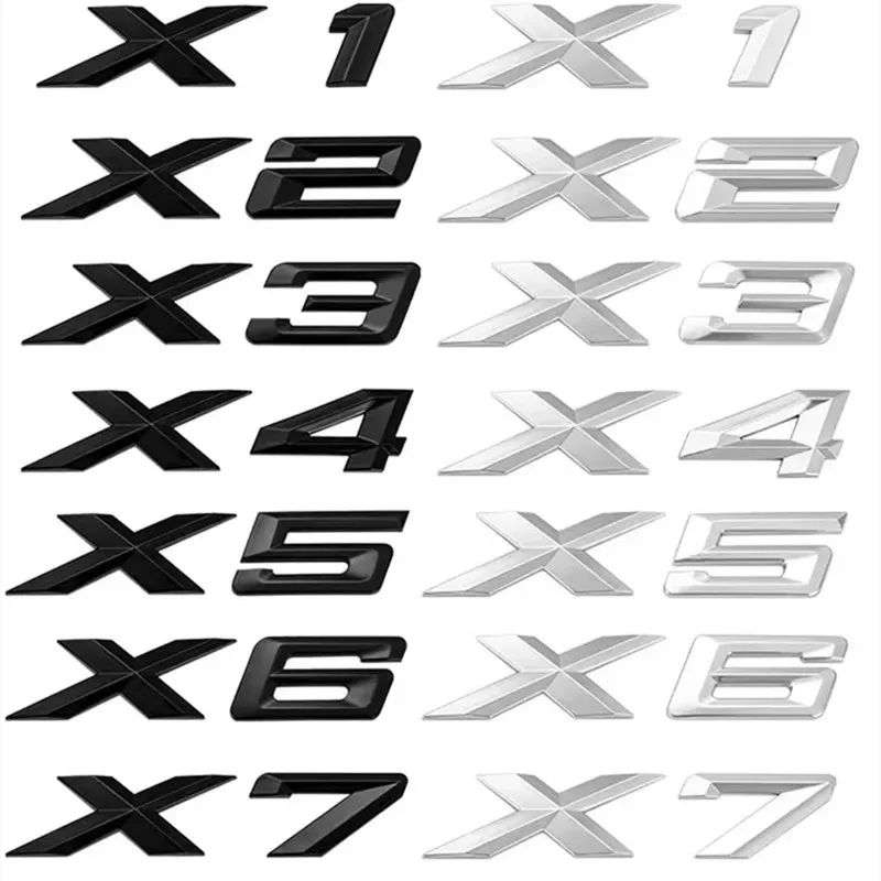 3D ABS Black Chrome Car Letters Rear Trunk Emblem Badge X1 X2 X3 X4 X5 X6 X7 Logo For E70 E53 F15 G05 Decals Sticker Styling