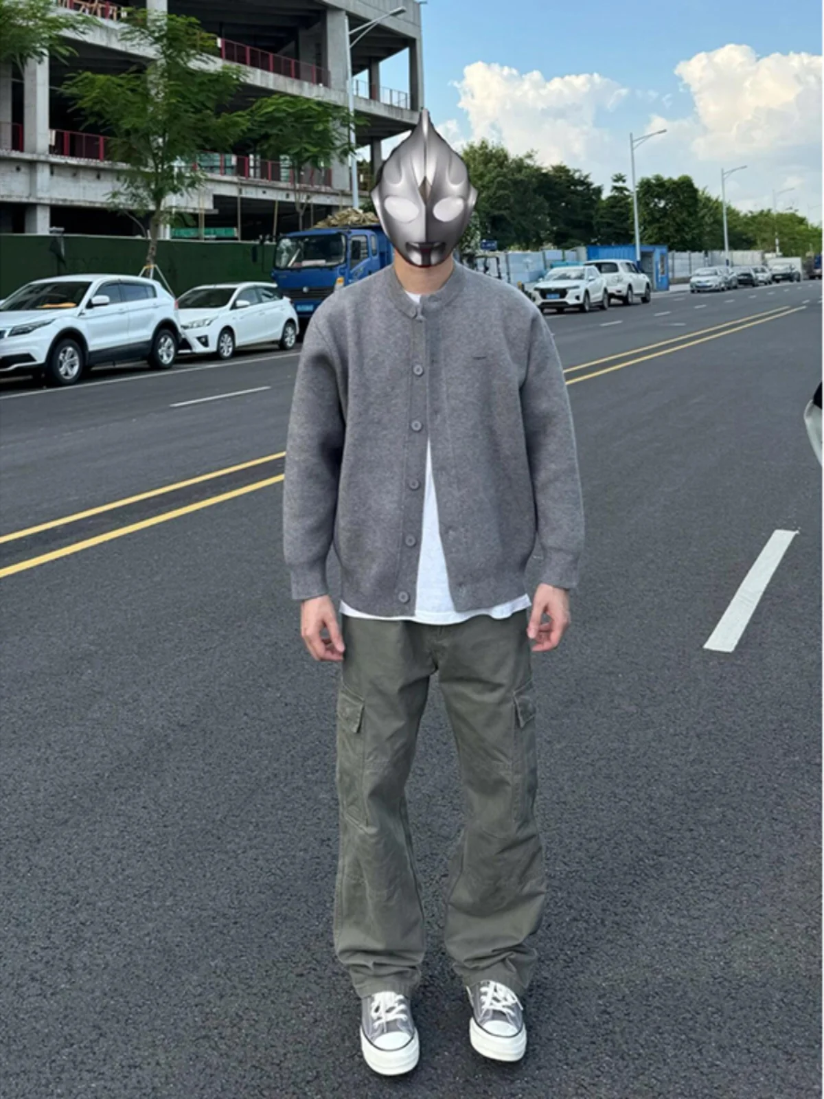 

Мужской легкий кардиган до щиколотки с открытым воротом, новинка осени 2024, вязаный свитер с бейсбольным воротником, повседневный свободный крой, длинный рукав