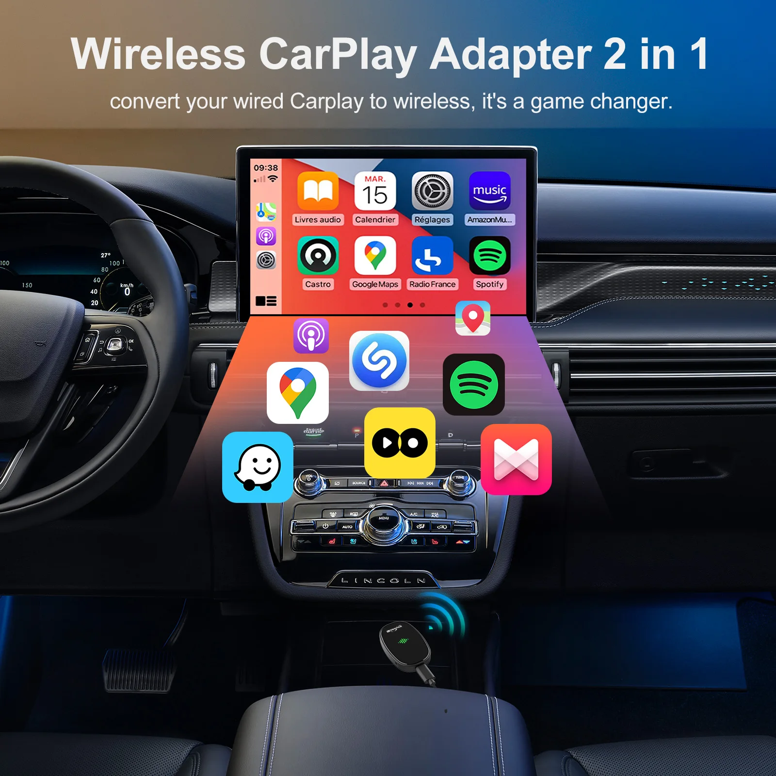 iHeylinkit 2024 Wireless CarPlay Android Auto Adapter Smart AI Box Dongle Plug&Play Car Accessories For Audi Benz Kia Volvo ect.