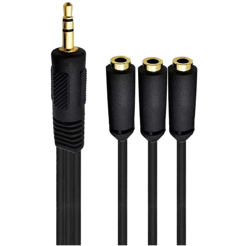 3.5mm Stereo Plug Male to 3 1/8" 3.5mm Stereo Jack Female 1 Input 3 Output Stereo Audio Splitter Cable 0.3m