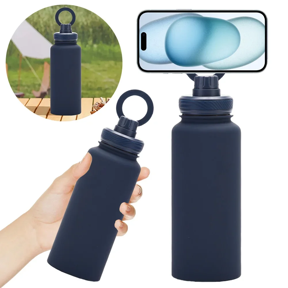 For MagSafe 1000ML Insulated Bottle Water Bottle with Rotating Phone Holder Thermal Water Cup Thermal Mug for Outdoor Sports