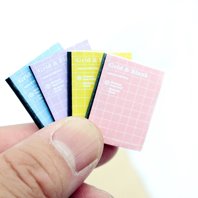 4Pcs/Set DIY Study Room Decoration Miniature Items Doll House Gifts Mini Cartoon Exercise Book Model For Dollhouse Accessories