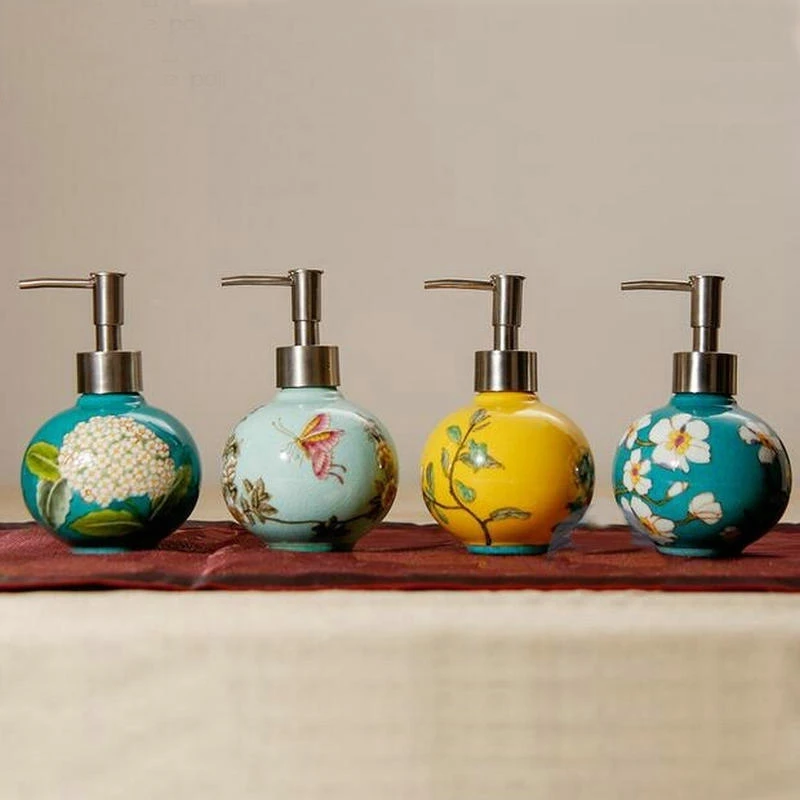 

300ml Exquisite Handpainted Porcelain Liquid Soap Dispenser Lotion Bottle Perfume Bottle Shampoo Soap Dispenser