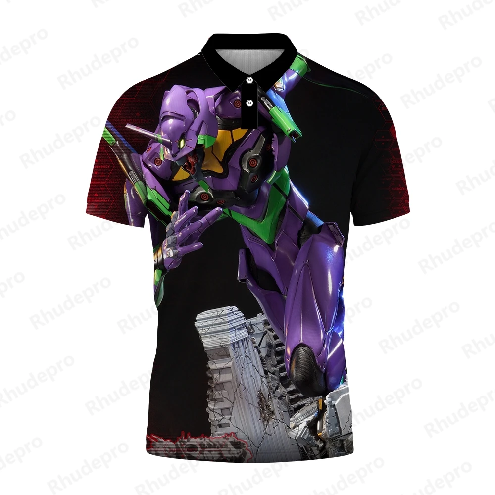 Camisa polo Neon Genesis Evangelion masculina, camiseta de streetwear extragrande, roupas de alta qualidade, 5XL, novo, 2024