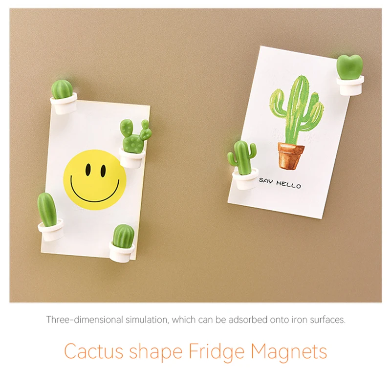 

6Pcs/Set 3D Cute Succulent Plant Magnet Message Sticker for Kitchen Refrigerator Magnet Button Cactus decoration accessories