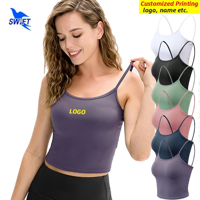 

Customize LOGO Sports Crop Top Women Sexy Yoga Tank Tops Underwear Summer Gym Fitness Camisole Quick Dry Elastic Running Vest