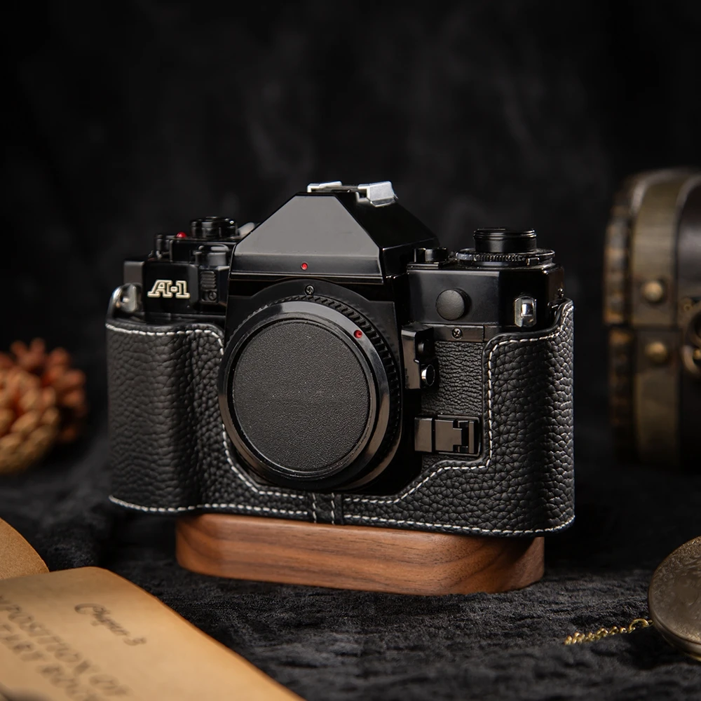 A1 Half Bag Retro AE1 Protective Case For Canon AE- 1 A-1 AE1 A1 Case A 1 Genuine Leather Half Case AE 1 Handmade Camera Bag