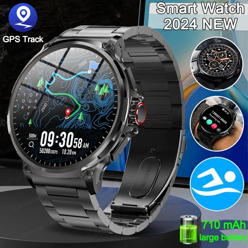 

New 1.85-inch ultra AMOLED smartwatch, GPS track, HD Bluetooth call; 710 mah large battery 400+ dial, suitable for Huawei Xiaomi