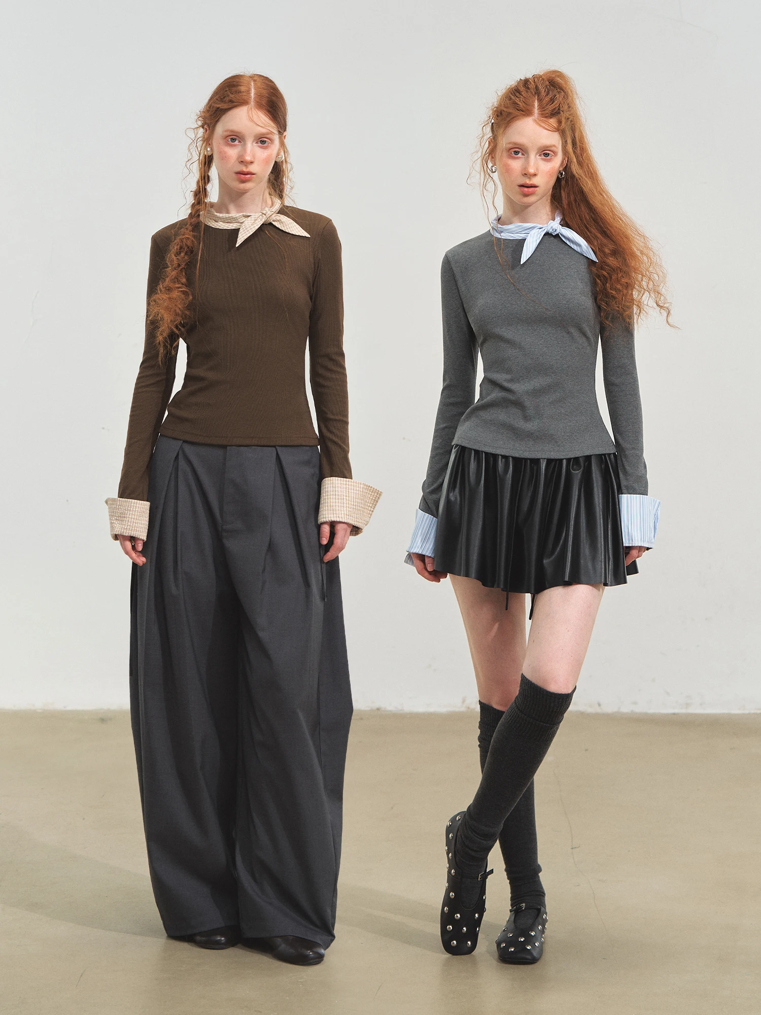 

SOMESOWE Slim Fit Netie Patchwork Base Layer Top Women's Creative Commute Sle Long Sve round Ne T-irt