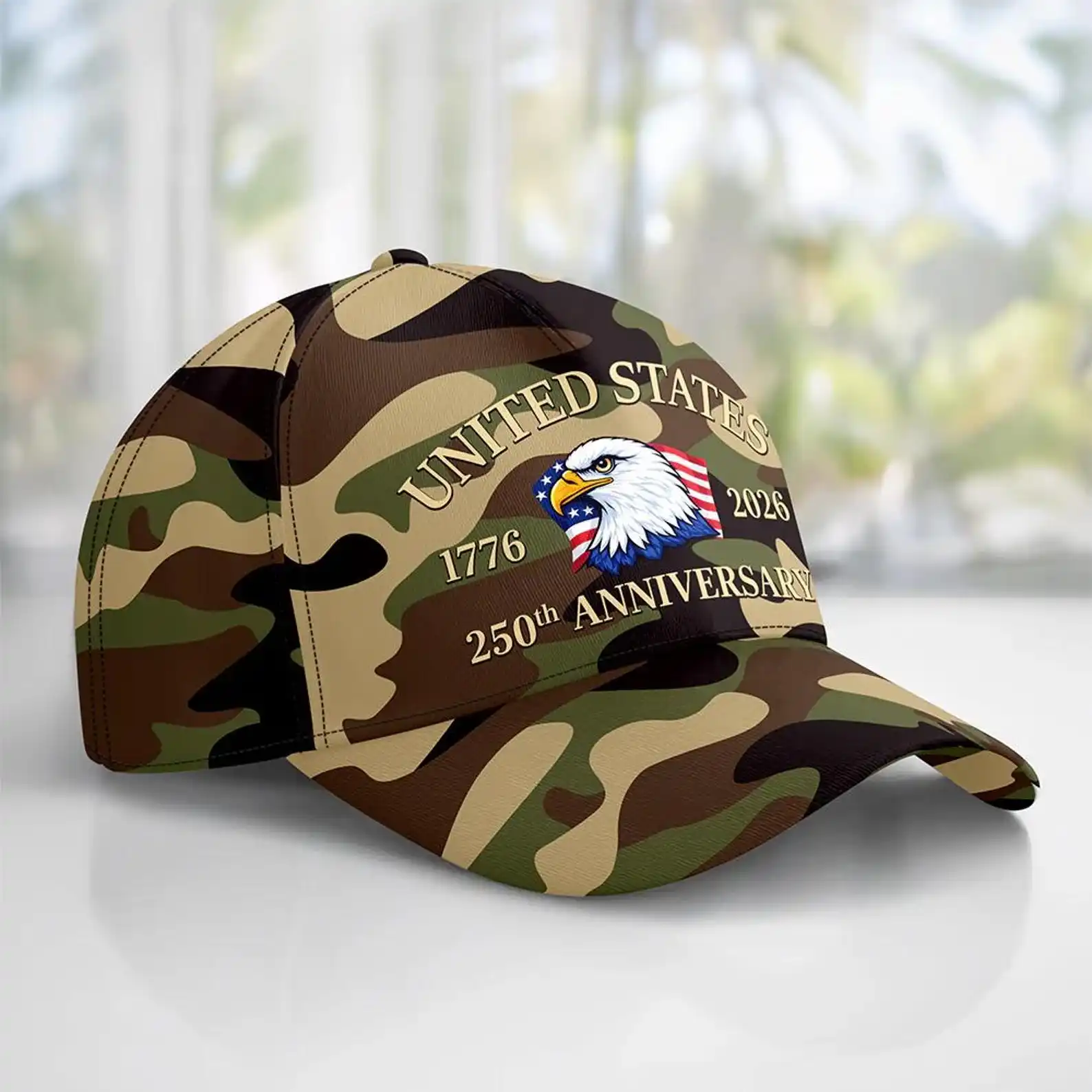 Custom United States 250th Anniversary Camouflage Eagle Hat Patriotic USA Baseball Cap 1776-2026 Military Style Gift