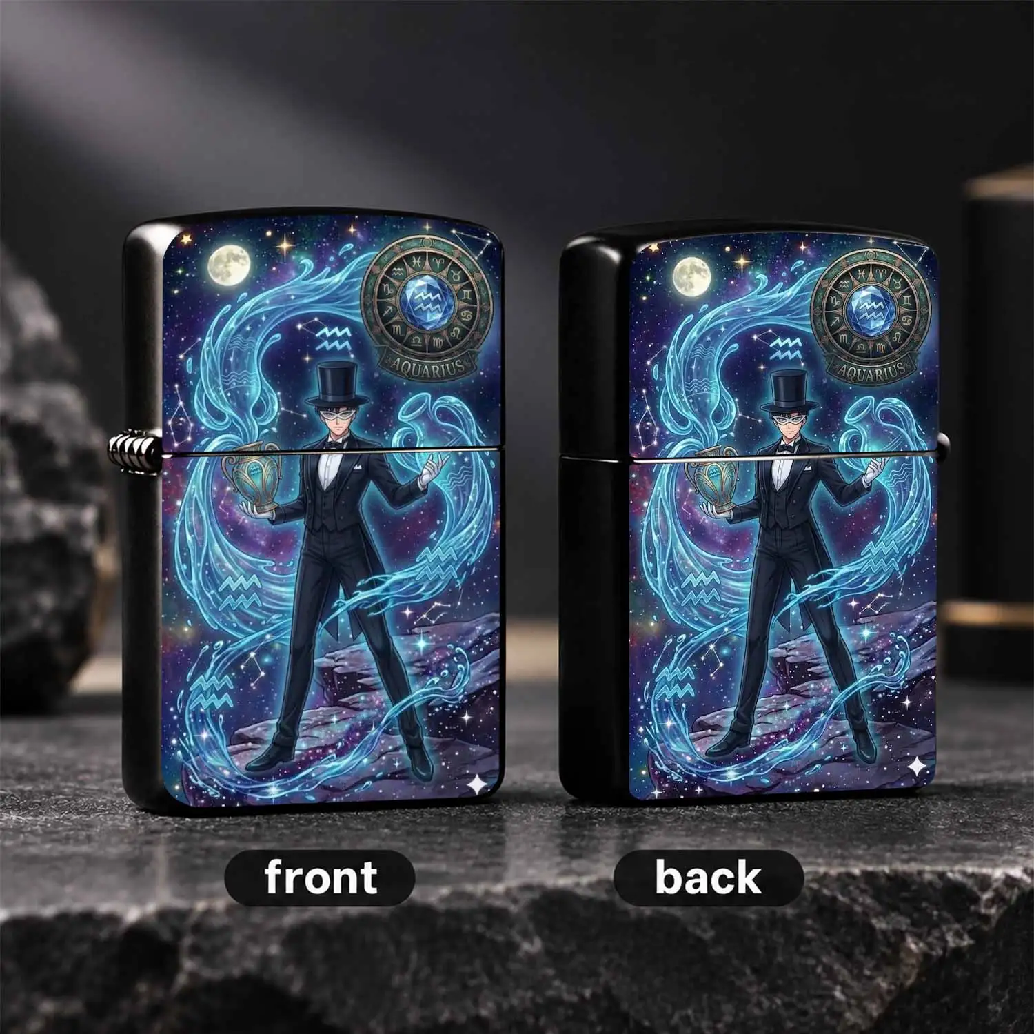 Creative Aquarius Themed Lighter Tuxedo Mask Cosmic Starry Sky Print Portable Igniter For Daily Multi-Scene Use Ideal Gift For Anime Fans Enthusiasts Personalized Collectible Practical Present A Humorous And Interesting Lighter