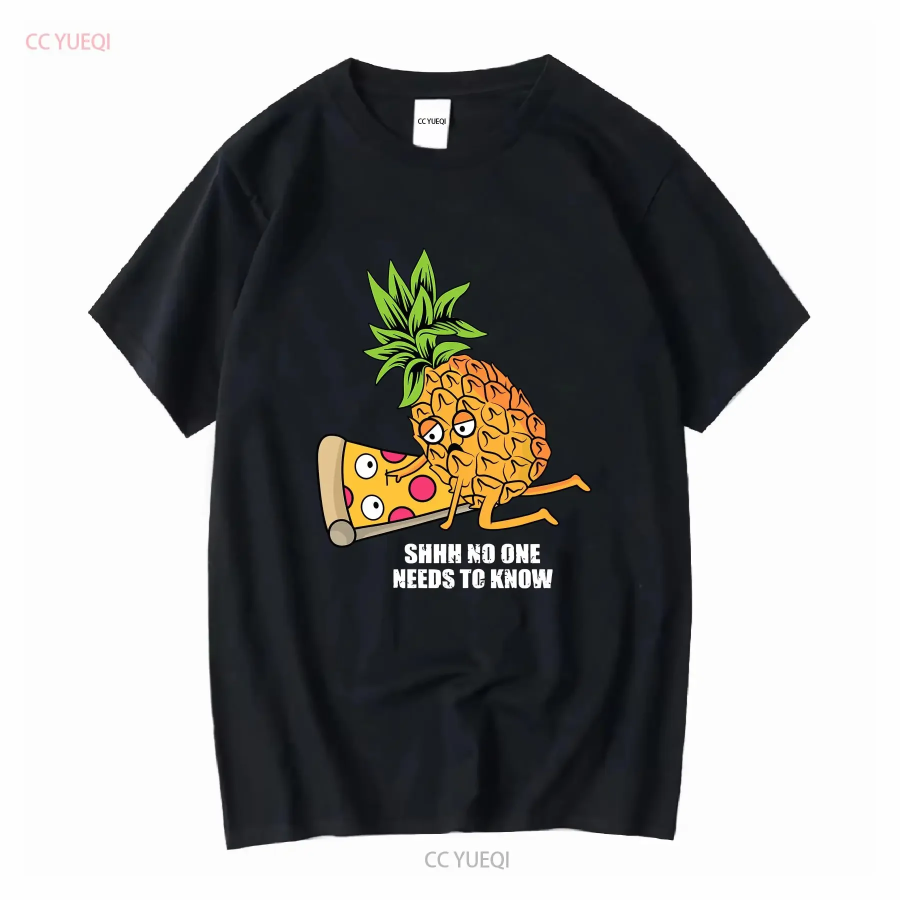 L'ananas appartient sur l'amant de la Pizza drôle jeu de mots Meme Vintage hommes t-shirt manches longues ou courtes vintage lavé mode décontracté