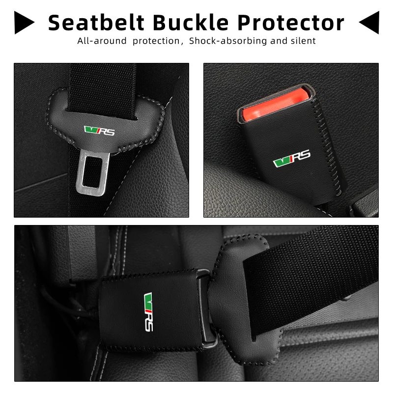 Car Seatbelt Protector Leather Seats Safety Buckle Base Cover For Skoda VRS Octavia Kamiq Kodiaq Karoq RS Superb Rapid Favorit