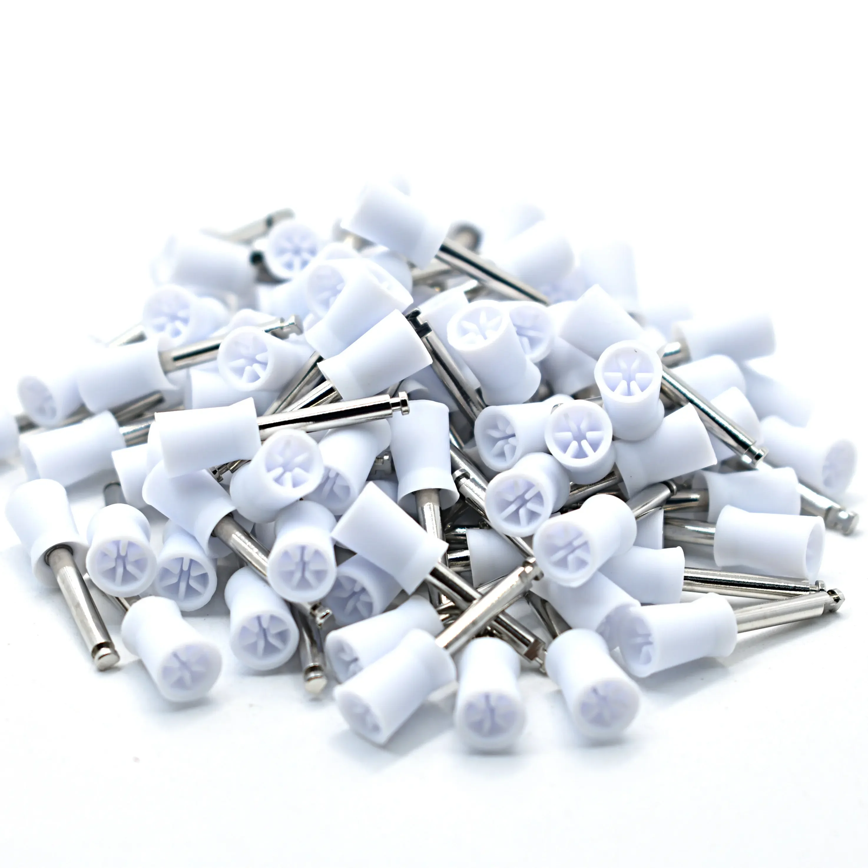 100pcs Dental Polishing Cup Tooth Polish white Rubber Brush Polisher Prophy Brush Dentistry Clinic Teeth Whitening Tools