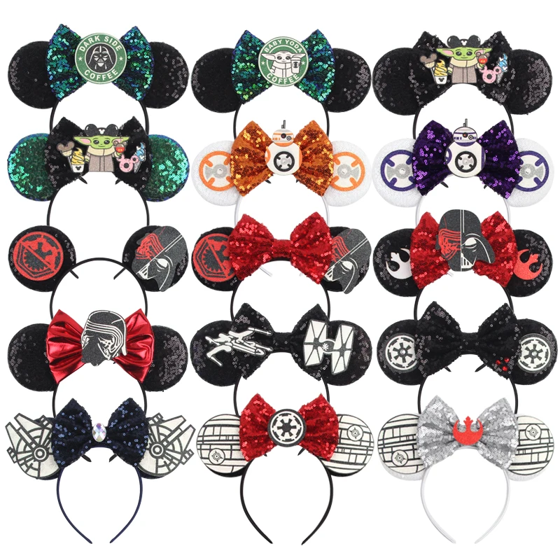 1 Stück Lustiges Cartoon-Haarband Mickey Minnie Maus Ohren-Stirnband Modisches Glitzer-Schleifenband Themenpark Party Festival Haaraccessoires