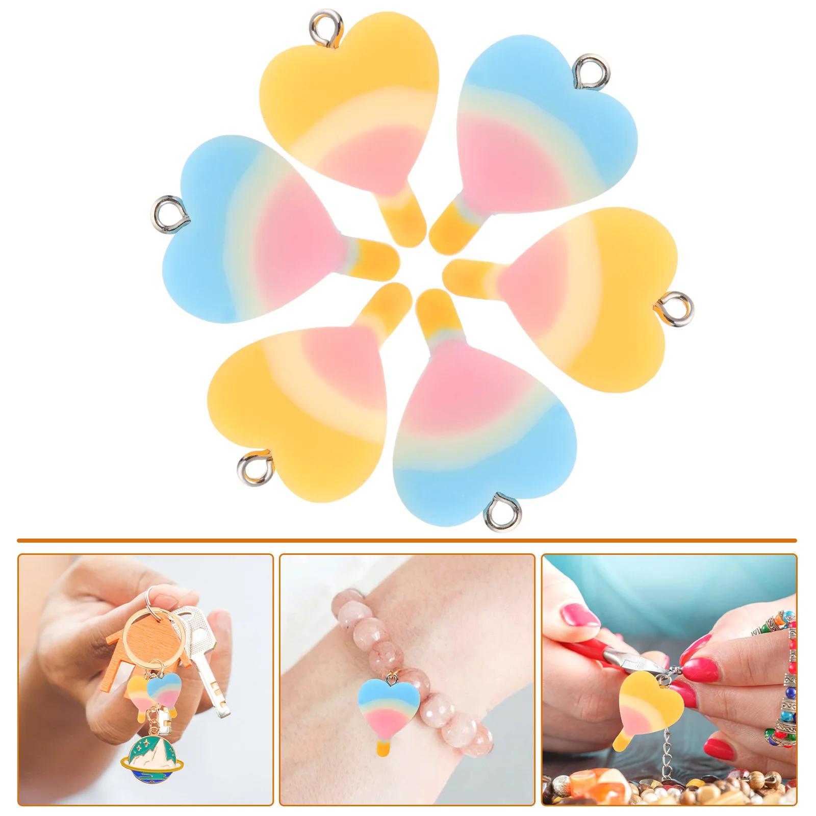 

20Pcs Resin Heart Lollipop Charms DIY Jewelry Accessories Pendants for Necklace Earrings Bracelet Keychain Heart Lollipop Charms