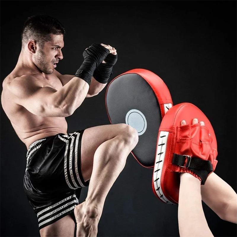 2Pcs Curved Boxing Bag Taekwondo Muay Thai Karate Adults Kids PU Training Paws Pads Boxing Equipment Focus Punching Bags