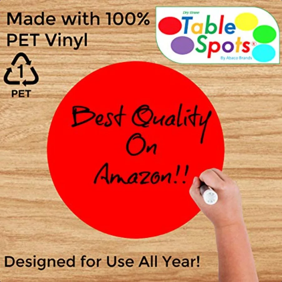 New Larger Size The Original Table Spots for Teachers No Staining No Shadowing Complete Erase Dry Erase 10 Pack Multicolor Circ