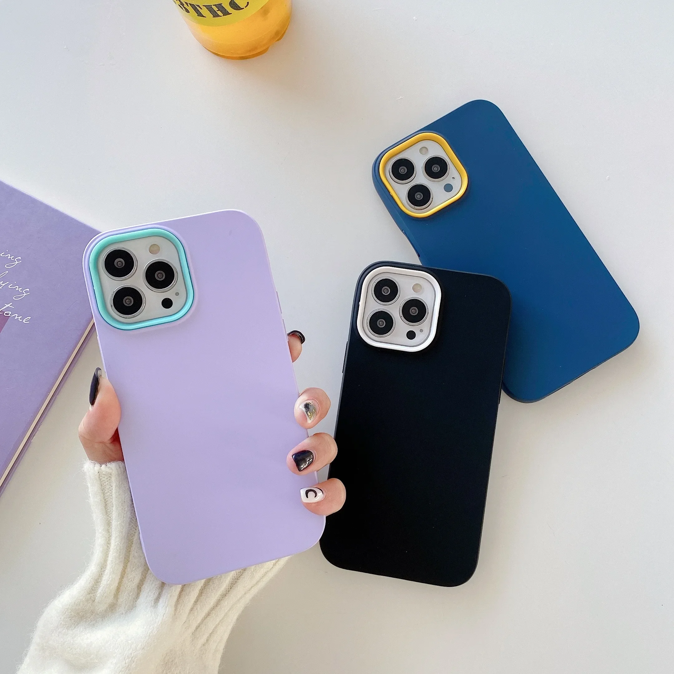 

Candy Color Phone Case For iPhone 16 15 14 13 12 Mini 11 Pro XS Max XR X 8 7 Plus SE 2020 Plastic Linner Soft TPU Back Cover