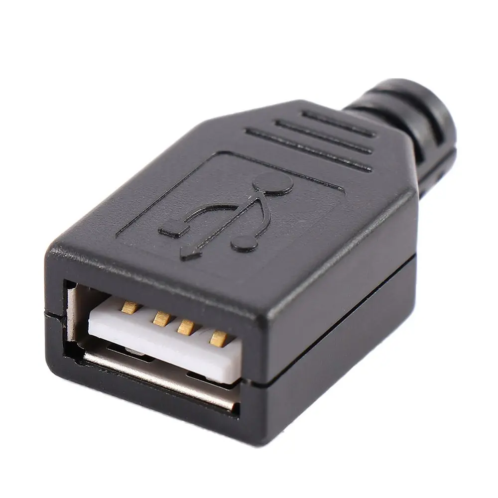 Durable DIY Female 4-Pin USB Plug Socket with Plastic Cover USB Connector USB Adapter