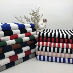 Knitted Cotton Fabric Wide Stripe Elasticity for T-shirts Skirts Clothing Designer Handmade Diy Sewing Material Cloth