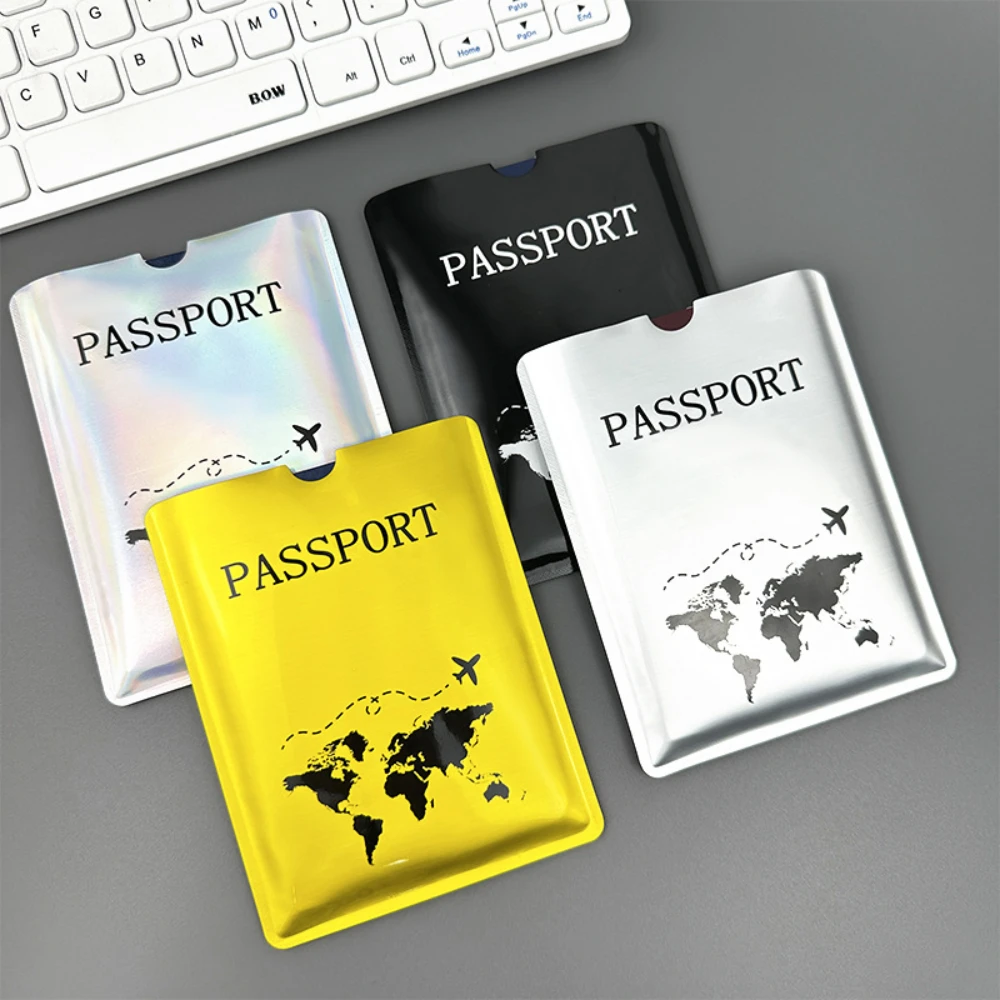 جديد مكافحة المغناطيسي جواز السفر الغطاء الواقي مكافحة سرقة فرشاة الألومنيوم احباط حقيبة جواز السفر غطاء تتفاعل حامل جواز السفر #5