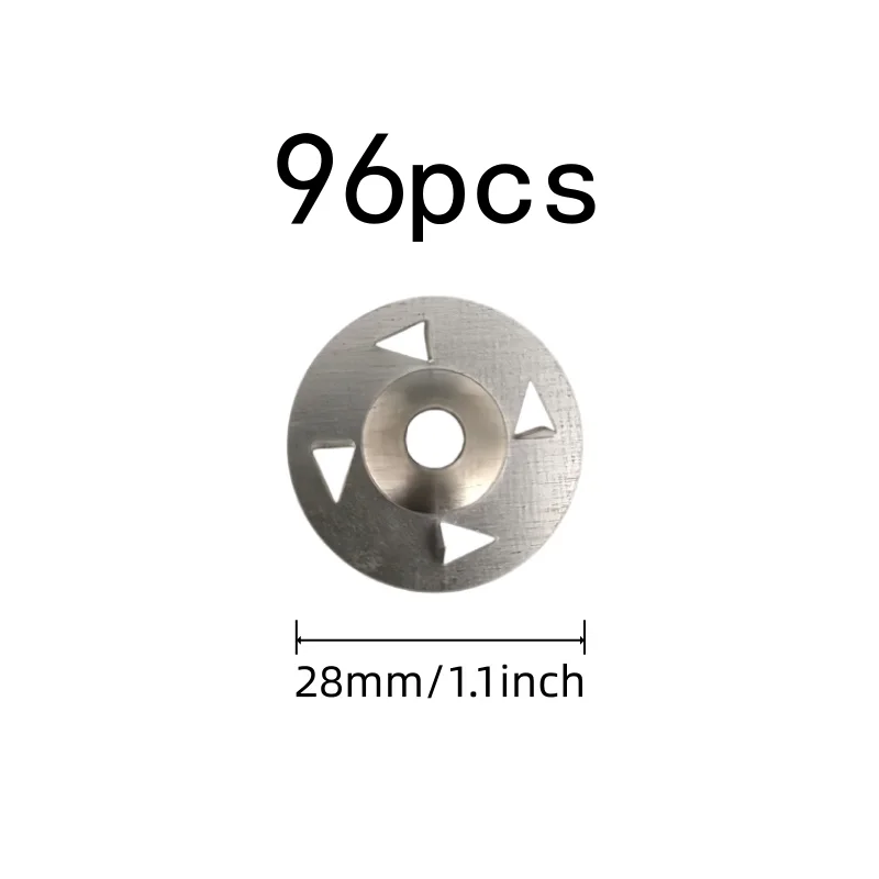 96 pcs Four Claw Anti-Slip Design 28mm Iron Tile Washers, great for Wall Construction, Flat Stable Base, Gypsum Board Fixing