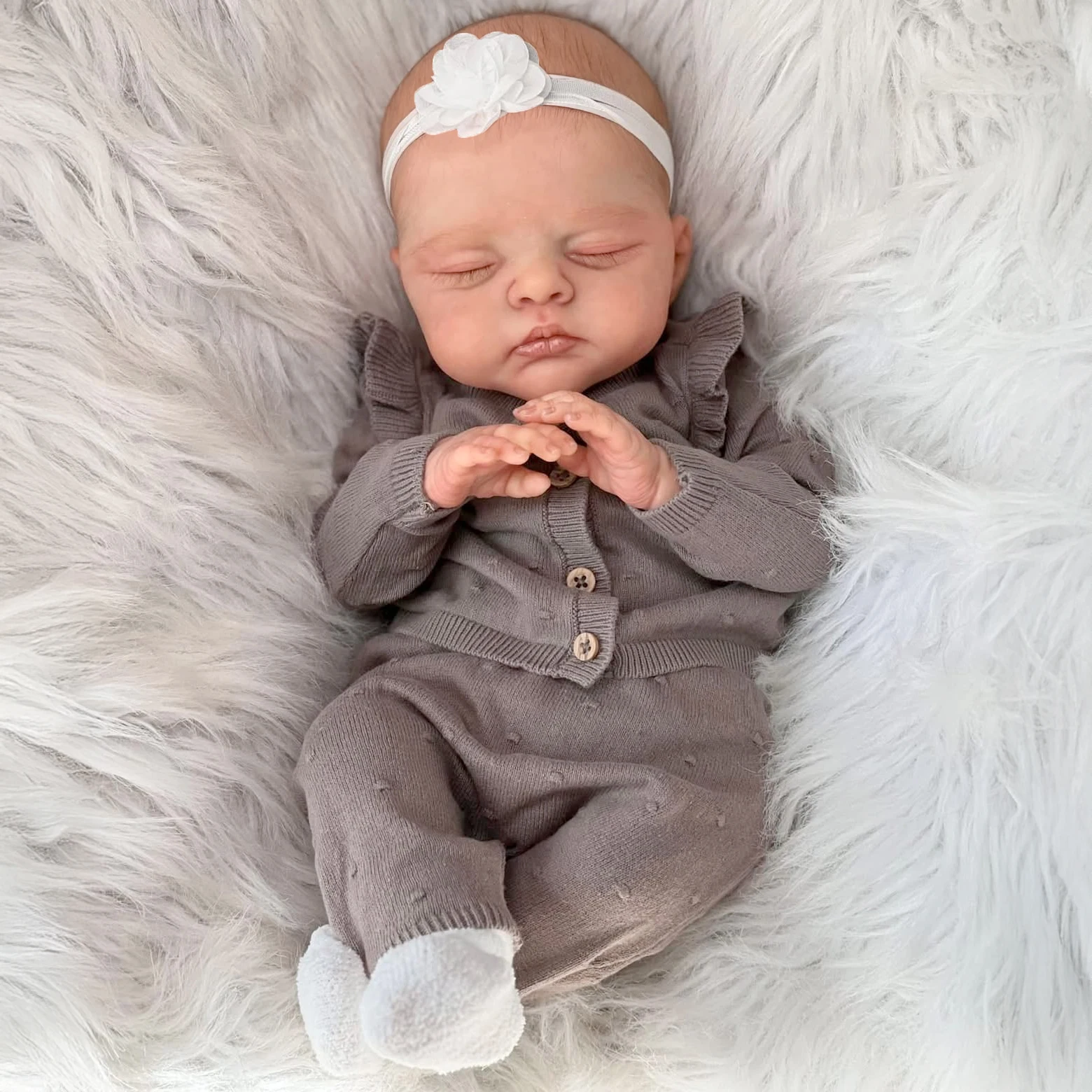 NPK 18 pollici Irys Neonato Realistico Baby Doll Reborn con Corpo in Tessuto Morbido Vene Dipinte a Mano Regalo di Festa Ideale per Collezionisti