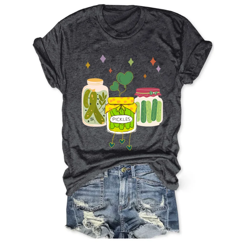 

Rheaclots Women's Canning Season Pickles Printed Tees Tops