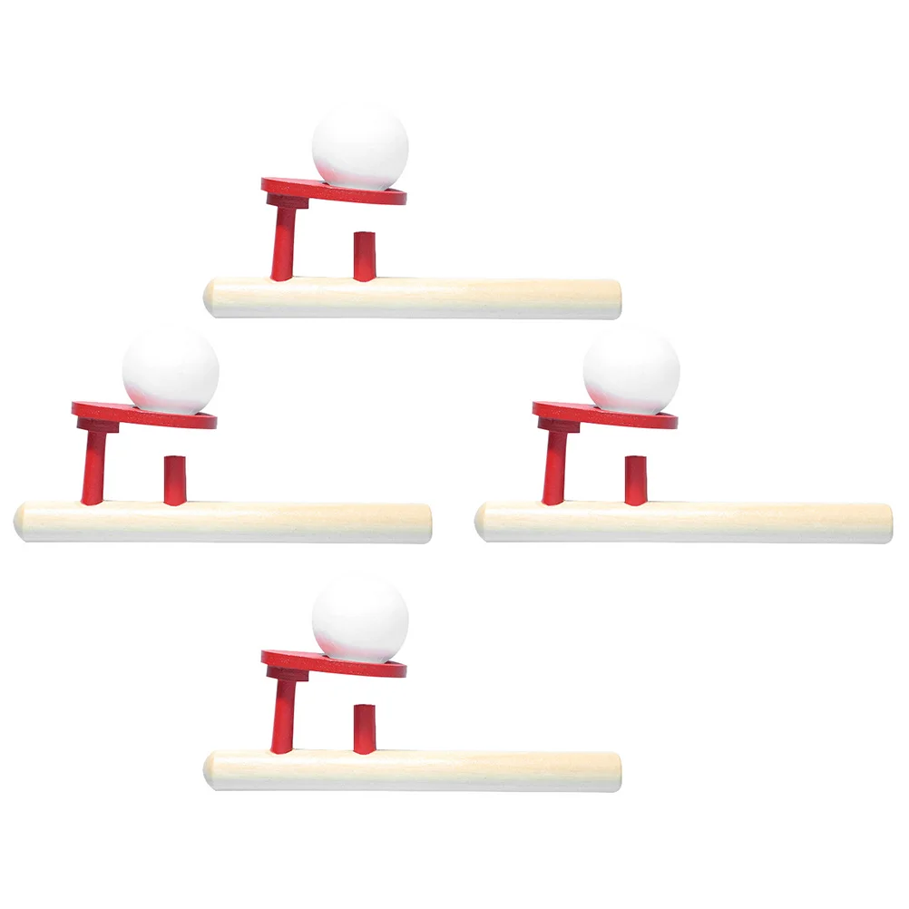 

4 Pcs Blowpipe Toy Floating Blowing for Kids Wooden Family Activity Balls Toddler Toys Safe Round Edges Portable Compact