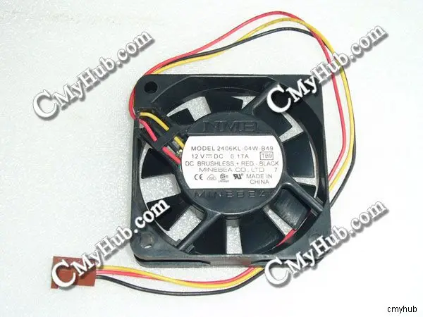 For NMB 2406KL-04W-B49 TB9 DC12V 0.17A 6015 6CM 60mm 60x60x15mm 3Pin 3Wire Cooling Fan 2406KL-04W-B49 TB9