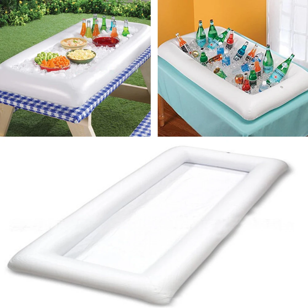 2 Peças de Pratos Infláveis de PVC para Festa na Piscina ou na Praia, Suporte Flutuante para Bebidas, Cooler de Gelo, Utensílios para Eventos Tropicais