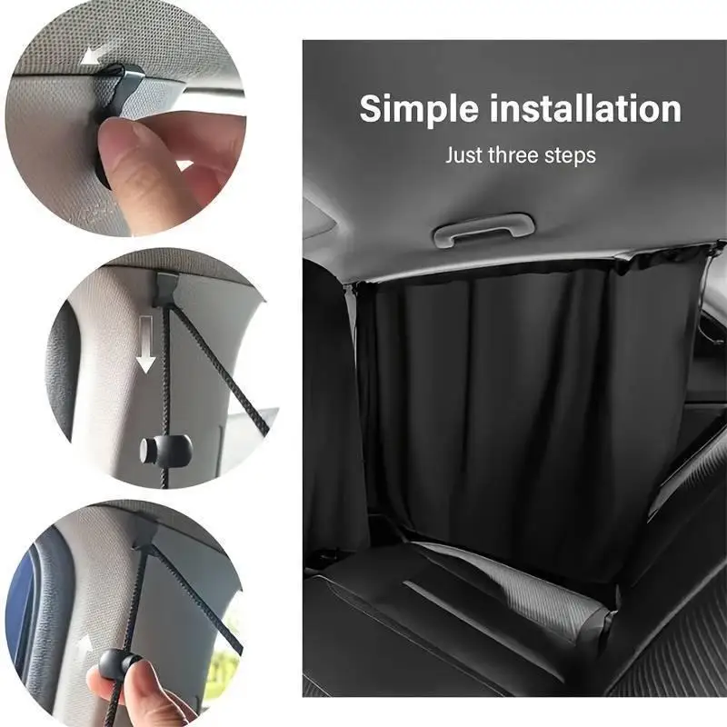 2/4Pcs Car Privacy Curtain Set: Window Shade Travel Nap Night Camping Detachable Simple