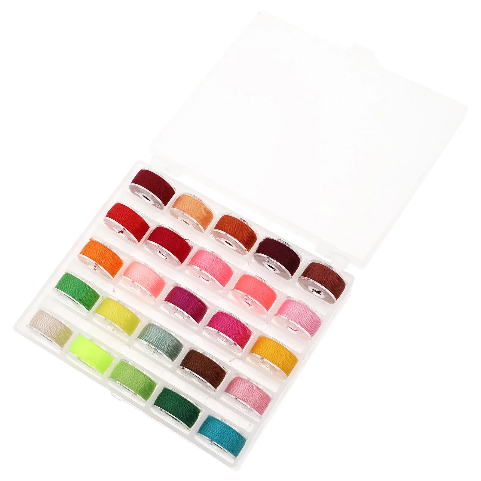 25Pcs Plastic Sewing Bobbins in Clear Storage Box for Home Sewing Machines Bottom Thread Monitoring Prewound Bobbin Thread Kit