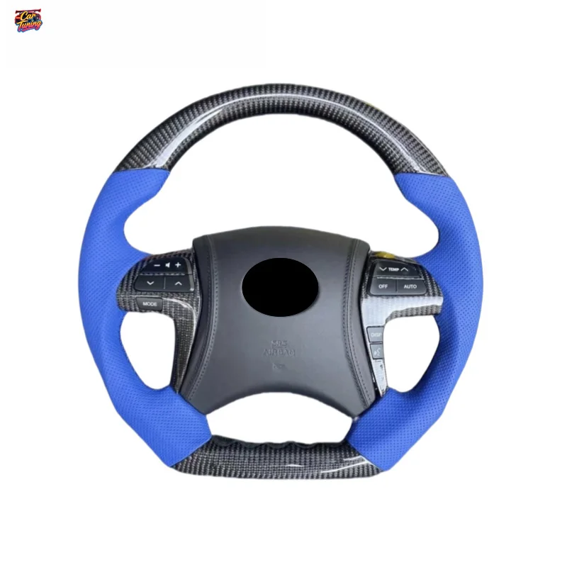 for Camry 6th Gen  Highlander RACING 3-Spoke Flat Bottomed Carbon Fiber Leather Steering Wheel Modification & Upgrade