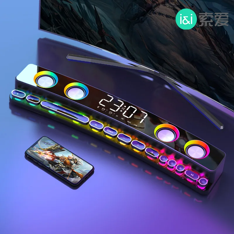 

Беспроводной сабвуфер для компьютерных игр, Bluetooth-динамик, 3600 мАч, звуковая панель, USB 3D стерео часы, внутренняя звуковая панель, AUX, FM, домашний громкий динамик