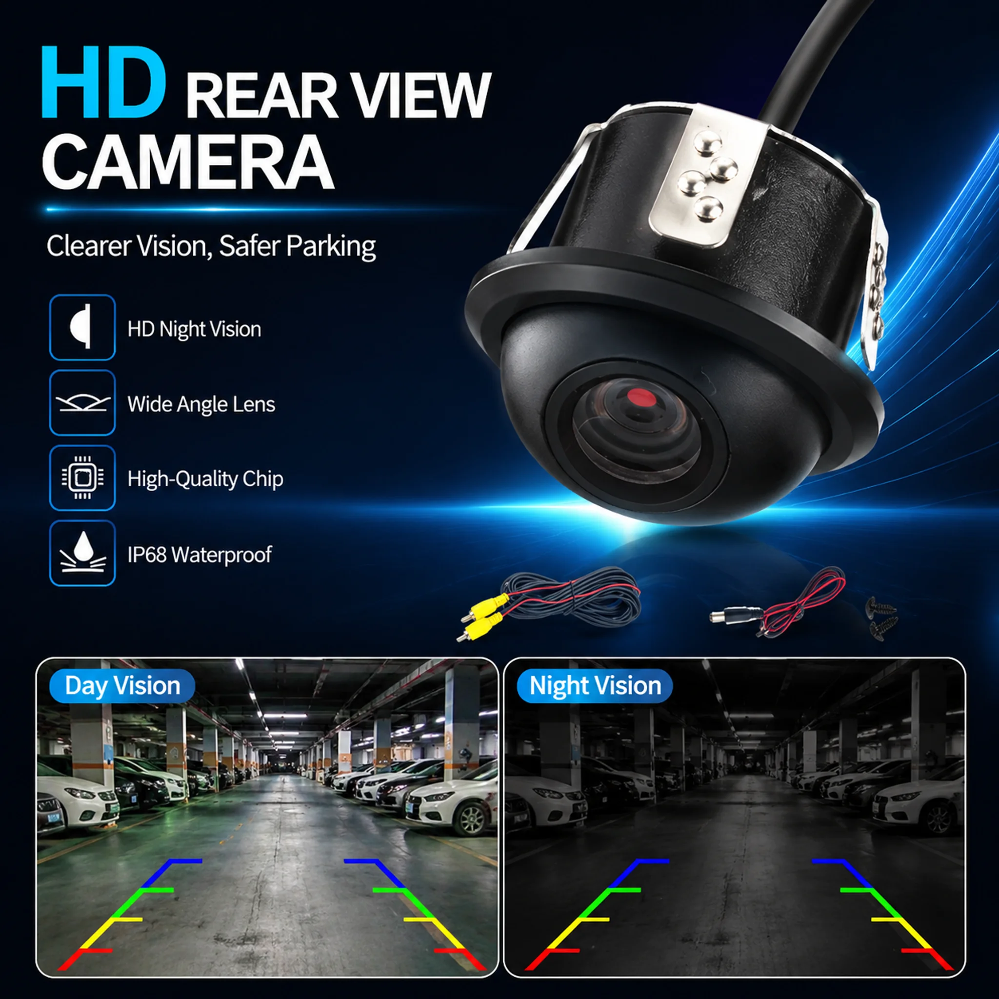 High-Definition Reversing Video Full-Color Reversing Camera CCD Straw Hat Night Vision Water Car Camera