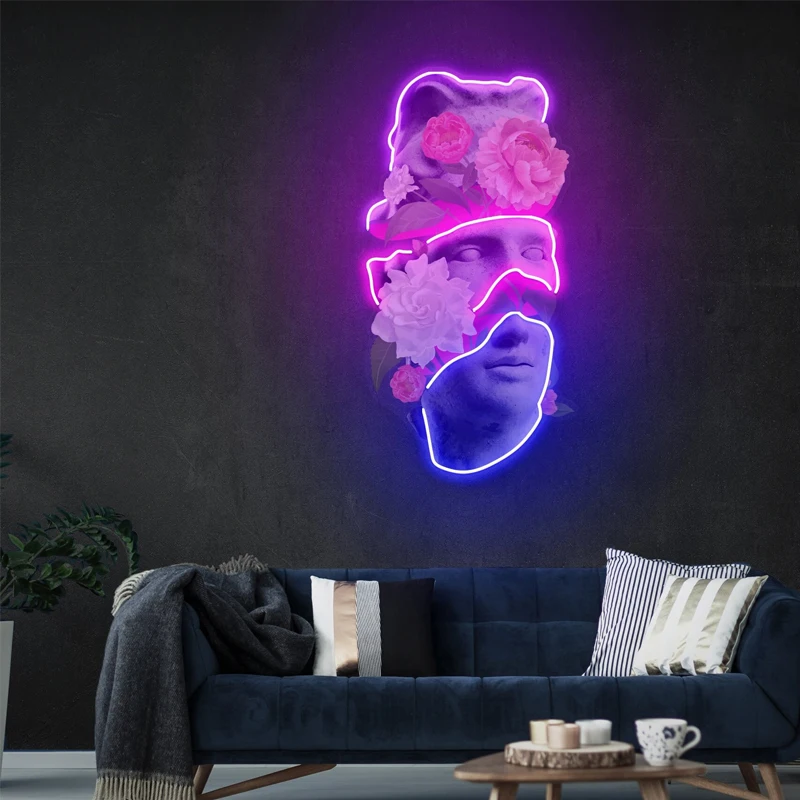 Imagem -02 - Sinal de Luz de Neon de Arte Personalizado Sinais de Led Decoração de Parede Estética Estátua de David Art Ilumine o Seu Espaço