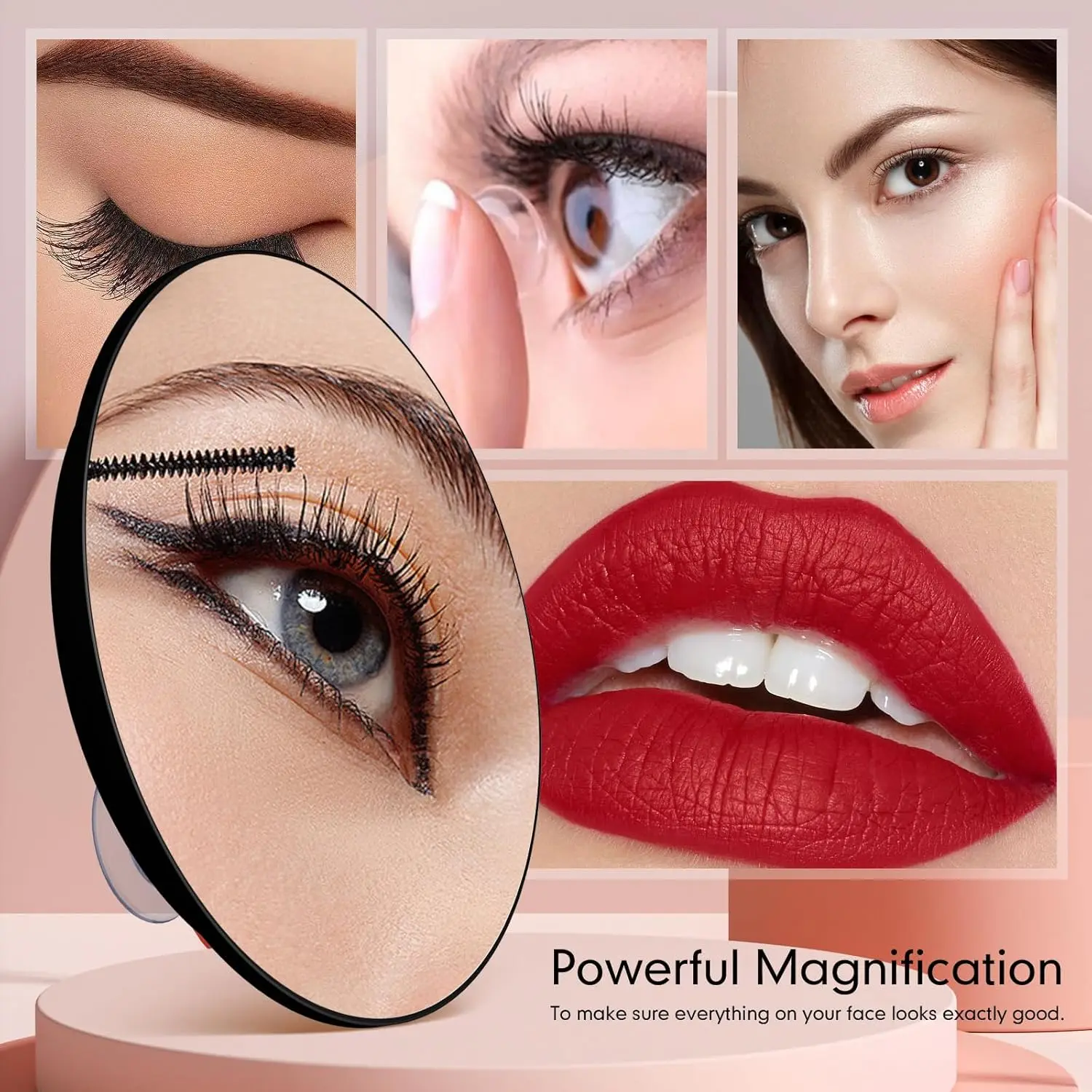 10X Magnifying Makeup Mirror with Suction Cups,6inch Portable Handheld Cosmetic Mirror and Tweezers Set for Travel, Bathroom view 2