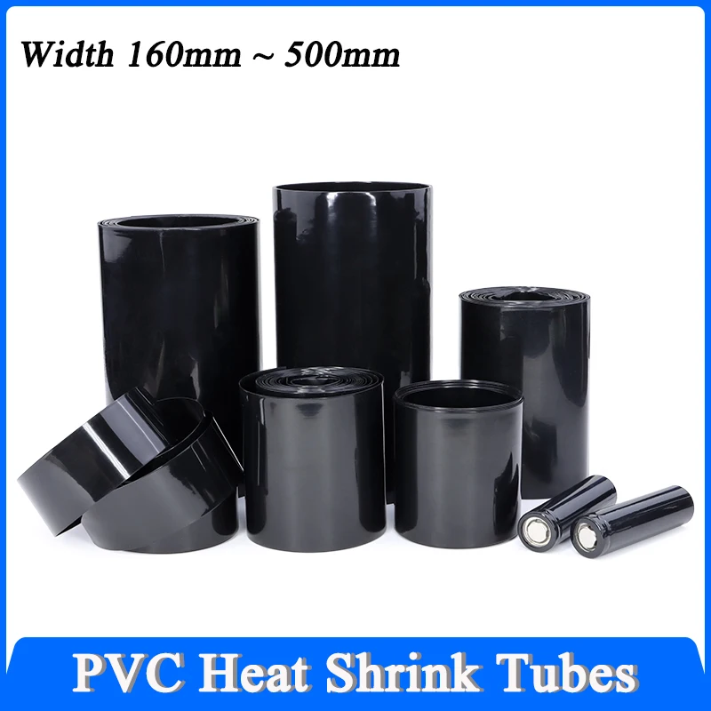 

1~10m Black PVC Heat Shrink Tube Dia 160mm ~ 500mm 18650 Lipo Battery Pack Insulated Cable Sleeve Protection Battery Film Wrap