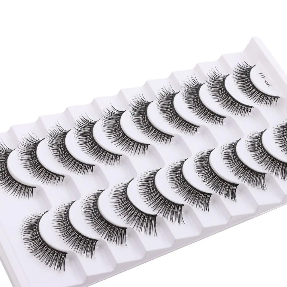 10ペア 新品 ナチュラル ロングつけまつげ ふわふわ黒軸 マンガ風まつげ ソフトクロスつけまつげ まつげエクステ