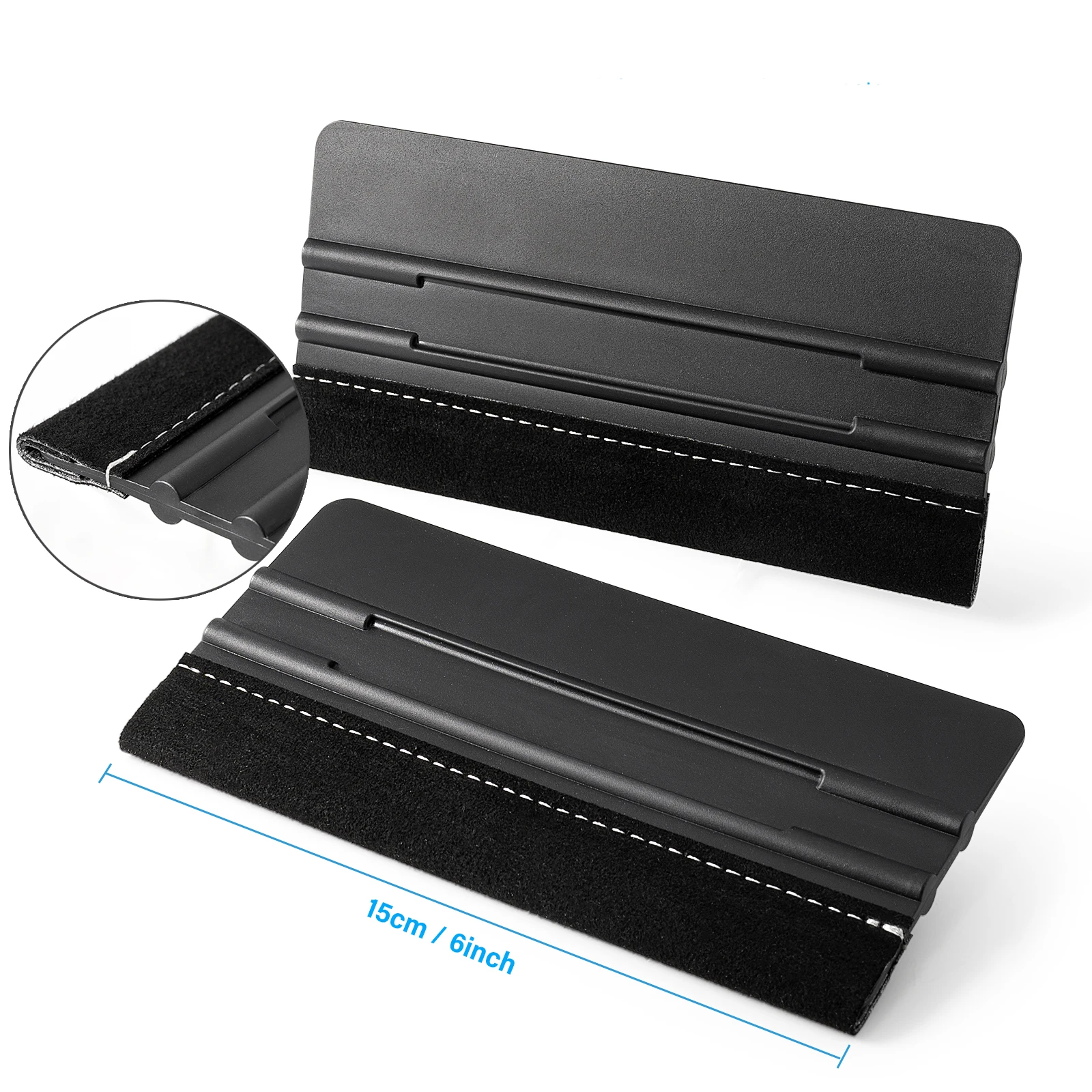 

EHDIS 6'' Wear Resistant Stitched Hard Card Squeegee Dual-Layer Sewed Suede Felt Edge Scraper Tool for Car Wrapping Window Tint