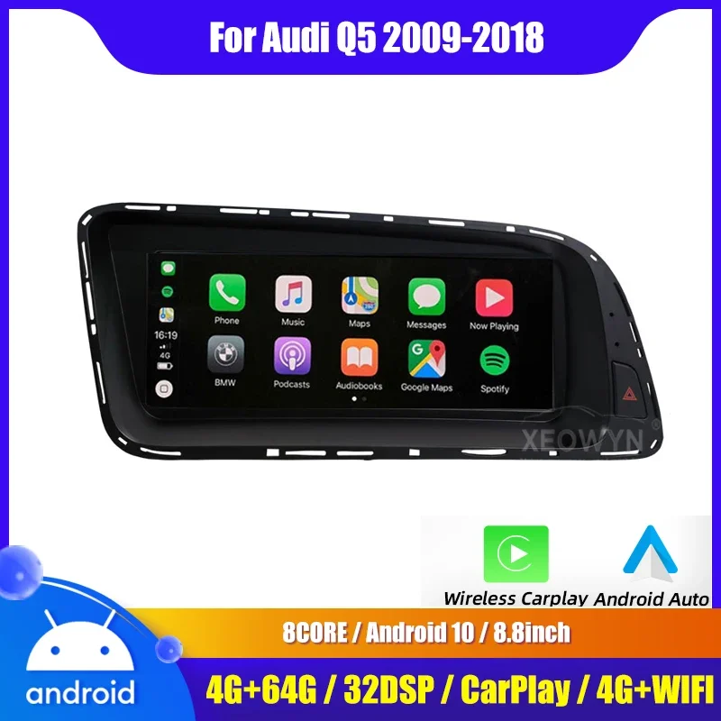

Android 12 6G 128G 8.8 IPS Screen Car Radio Player Navi for Audi Q5 2009-2016 Audio WIFI Carplay Right Hand
