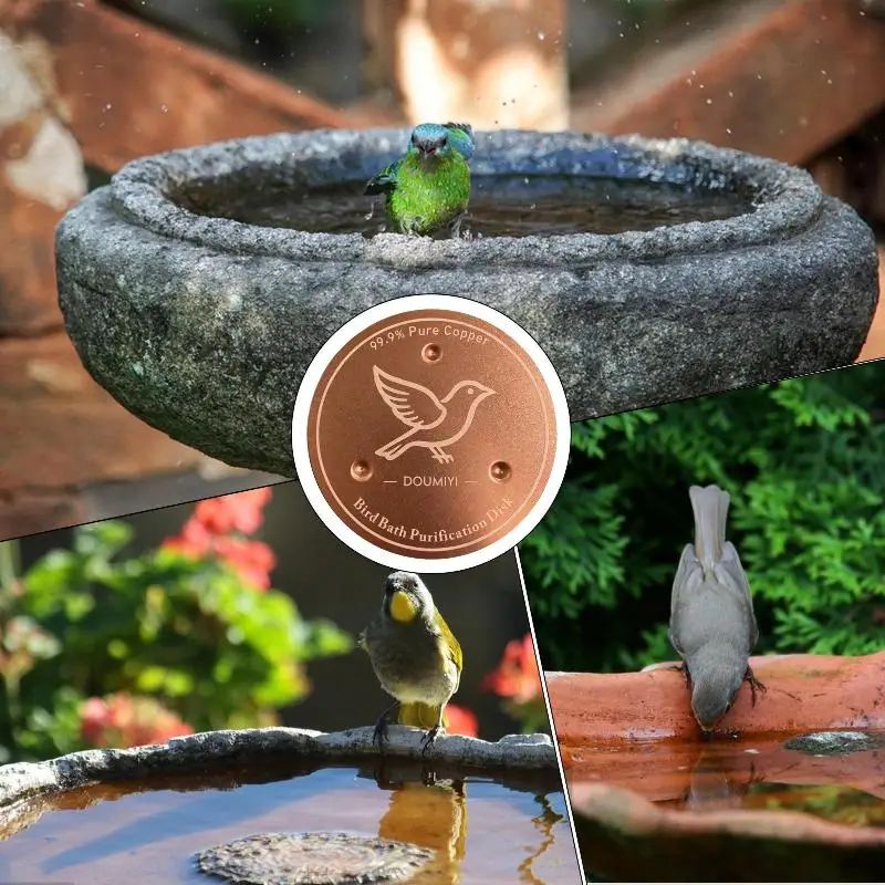 Bird Bath Copper Disk Copper Cleaning Disk Feeder Accessory Triple-Point Support Purifier Plate Patio Fountain Garden Bowl