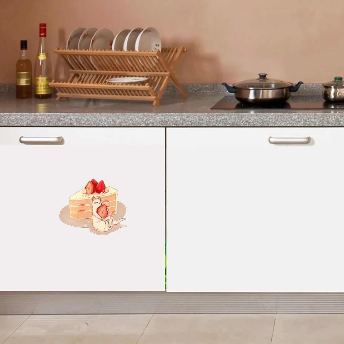 Three Ratels CO77 Cute cartoon cake refrigerator  kitchen waterproof sticker dessert shop decoration