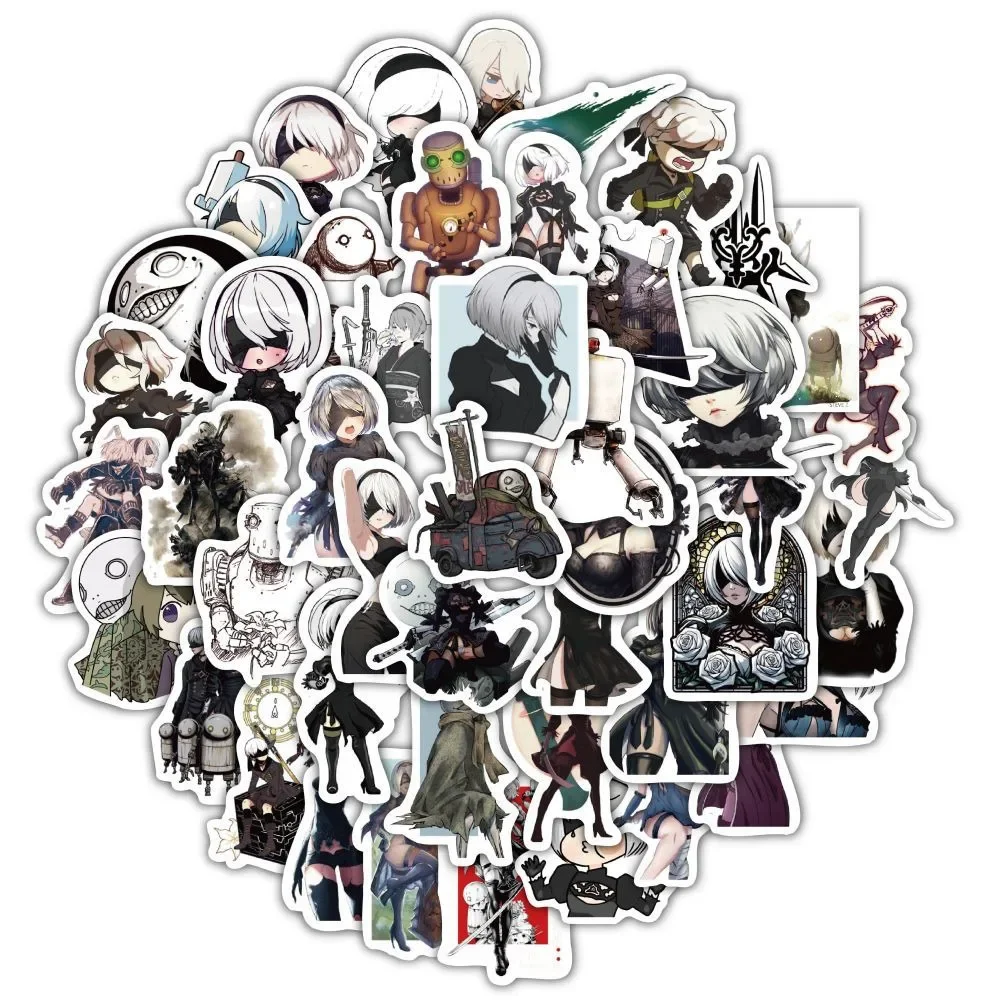 60Pcs New NieR:Automata Anime Game Stickers 2B Decoration Suitcase Scrapbooking Laptop Phone Stationery Cool Kid Toy Sticker